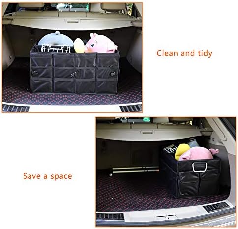 Car Trunk Organizer Collapsible Portable Multi Compartments Organizer with Non Slip Straps for SUV Truck Auto Vehicle Car Auto Minivan(Large without cover, Black) - Image 4