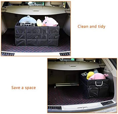 Car Trunk Organizer Collapsible Portable Multi Compartments Organizer with Non Slip Straps for SUV Truck Auto Vehicle Car Auto Minivan(Large without cover, Black) - Image 4