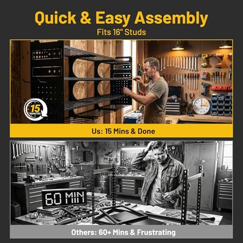 49.8" Power Tool Organizer Wall Mount, 4-Tier Garage Tool Storage Rack - Image 4
