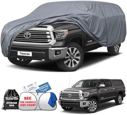 Truck Cover Waterproof All-Weather,Outdoor Full Exterior Pickup Covers Snow Cover for Truck Cover with Camper Shell Topper 211-228 inch,with Windshield Sun Shade,Size T3+ (See SizeChart) by Unknown