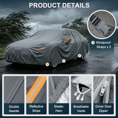 GUNHYI 16 Layers Car Cover Waterproof All Weather for Sedan Heavy Duty - Image 3