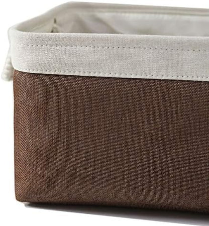 Large Storage Baskets for Shelves, Fabric Baskets for Organizing, Collapsible Storage Bins for Closet, Nursery, Clothes, Home & Office [3-Pack, White&Brown] - Image 4