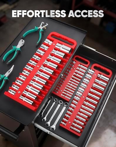Reniteco Magnetic Socket Organizer, 3/8" Drive, 28-Socket Rail - Image 5