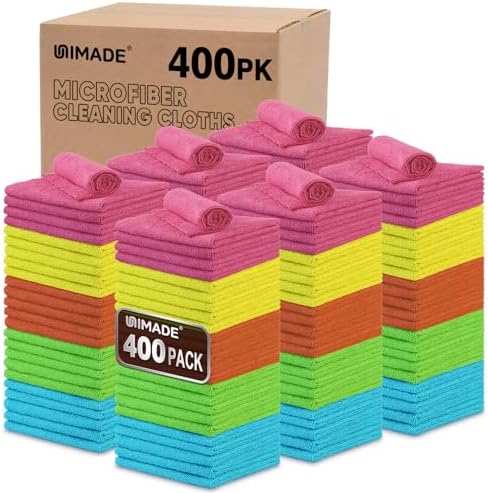 UNIMADE Microfiber Cleaning Cloth,400PK Commercial Grade Work Rags by Unimade