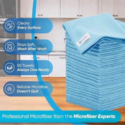 Microfiber Wholesale Bulk 16" x 16" All Purpose Towels Case Quantity (200 Count) | Large | No Fraying | High Density Microfiber | Zero Chemical Cleaner | Long-Lasting (Yellow) - Image 2