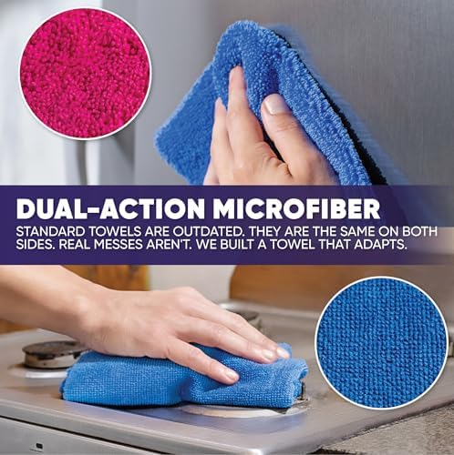 Microfiber Wholesale Pronto Cloths, Dual-Sided Microfiber Cleaning Towels, Soft Plush & Scrub Cloths for Dusting, Scrubbing, Kitchen, Windows & Car Detailing, Absorbent Bulk 50-Pack Multicolor - Image 3