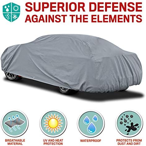 Motor Trend Breathable Lightweight Car Cover, Anti-Moisture Build-Up Water-Resistant Scratch-Resistant Travel-Friendly, Universal Fit for Cars SUVs Trucks Vans All-Weather Outdoor/Indoor, (S) 157" L - Image 4