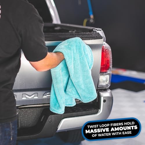 The Rag Company Liquid8r Car Drying Towel, Aqua Blue, 25x36 in, 1-Pack - Image 6