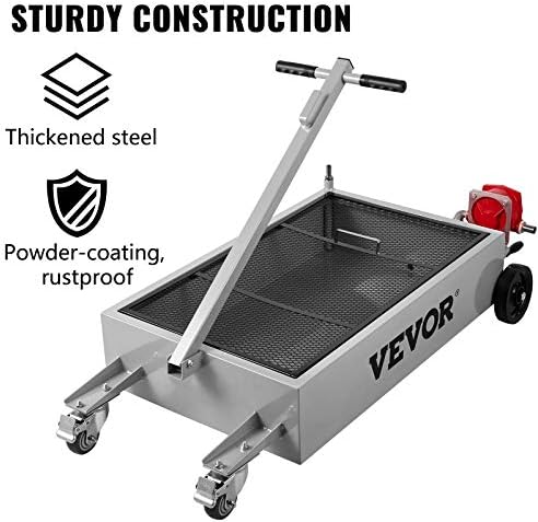 VEVOR Oil Drain Pan 15 Gallon Oil Drain Tank, 57L Low Profile Oil Drain Pan, Large Capacity Oil Change Pan, Foldable Hand, with Pump, Hose, Swivel Casters Wheels for Car, SUV, Trucks Oil Draining - Image 7