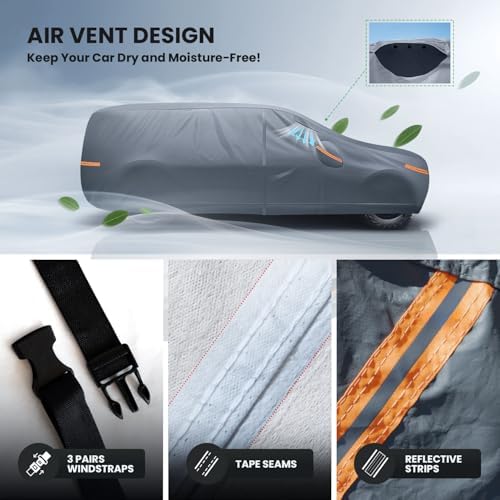 Waterproof Atlas(2017-2026) Car Cover with Breathable Vents, [Upgrade] Premium Covers with Cotton Liner and Zipper Door,Sun Rain Snow Dust Uv Protection.(Gift with Towel Storage Bag) - Image 5