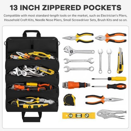ANILD 13 Inch Regular Long Tool Bag Roll Up, Roll Up Tool Bag Organizer - Image 3