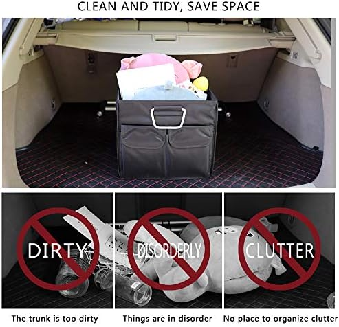 Car Trunk Organizer Collapsible Portable Multi Compartments Organizer with Non Slip Straps for SUV Truck Auto Vehicle Car Auto Minivan (Small without cover, Black) - Image 2