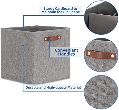 Temary Fabric Storage Cubes - 13 x 13 Collapsible Bins with Handles for Home Organization (Gray) - Image 3