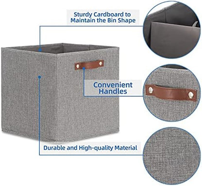 Temary Fabric Storage Cubes - 13 x 13 Collapsible Bins with Handles for Home Organization (Gray) - Image 3