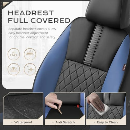 Coverado Car Seat Covers Full Set, Automotive Leather Seat Covers for Car，Universal Fit Front Back Seat Cover, Non-Slip Waterproof Breathable Car Seat Protector - Image 5