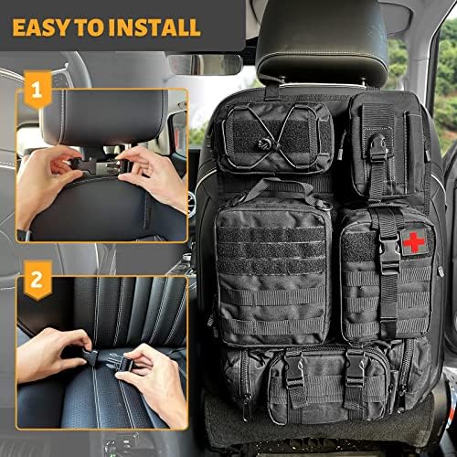MAIKER Tactical Car Seat Back Organizer, Upgrade Tactical Vehicle Panel Organizer with 5 Detachable Molle Pouch, Universal fits for Most of Vehicle Black - Image 4