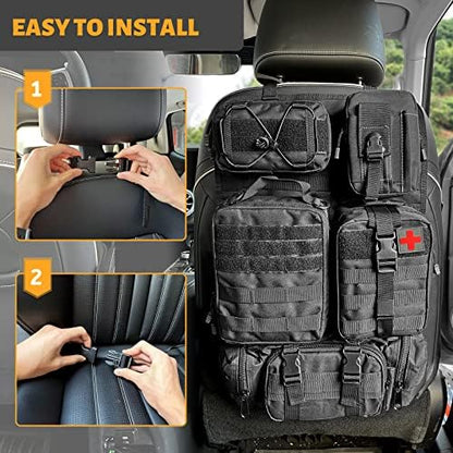 MAIKER Tactical Car Seat Back Organizer, Upgrade Tactical Vehicle Panel Organizer with 5 Detachable Molle Pouch, Universal fits for Most of Vehicle Black - Image 4