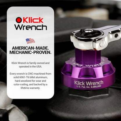 2 Stage 64mm Oil Filter Wrench | 25Nm Torque Limiting & 3/8 Drive Socket | 6061-T6 Billet Aluminum Purple Tool | For Toyota, Lexus and Scion 64mm 14 Flute Cartridge Caps - Image 6