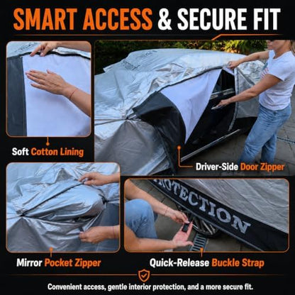 BERTRAND Outdoor Car Cover Waterproof All Weather, Sedan to 188 in (A2) - Image 4