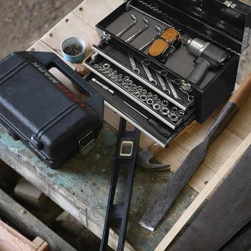 3 Drawer 20“ Metal Tool Box Portable Steel Tool Chest with Metal Latch Closure for Garage, Home and Workbench,Black - Image 6