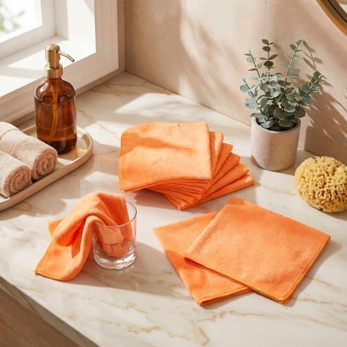 Nuenen Car Microfiber Clean Cloths, Orange, 16 x 16 Inch, 60 Pcs - Image 2