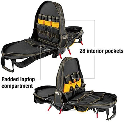 CAT 18-Inch Pro Tool Back Pack, 32 Pockets for Tool Storage and Organization, Premium 1680D Water-Resistant Polyester Weave, Padded Shoulder and Waist Support, Molded Bottom - 980197N - Image 3