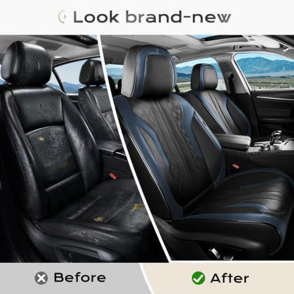 Coverado Car Seat Covers Full Set, Seat Covers for Cars, Front Seat Covers and Back Seat Cover Waterproof Leather Automotive Seat Cover, Universal Car Interior Protectors Cushion for Most Cars - Image 5