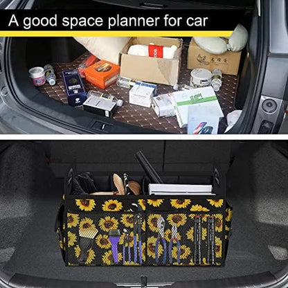 Femuar Car Trunk Organizer with 72L Large Capacity Waterproof Collapsible and 11 Pockets, Trunk Organizer for Car SUV/Jeep/Sedan, Large Size, Sunflower - Image 6