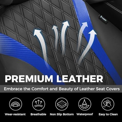 FLORICH Front Car Seat Covers, Leather Seat Covers for Cars, Waterproof Car Seat Protector Breathable, Front Seat Covers for Cars, Automotive Seat Covers Universal Fit for Most Car Truck SUV - Image 5