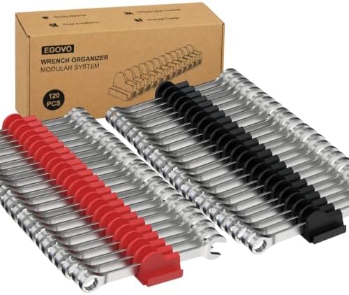 EGOVO 120 pcs Modular Wrench Organizer for Tool Drawers (Black & Red) by EGOVO