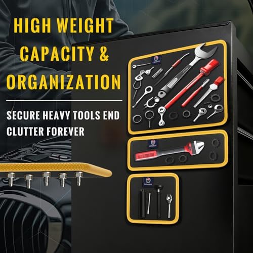 Magnetic Tool Mat Set, 4 Pack Tool Mat Set with Telescoping Pickup Tool | 40LB Strong Magnetic Mat for Tools | Screws & Parts Garage Workshop Organizer for Mechanics & DIY(Yellow) - Image 4