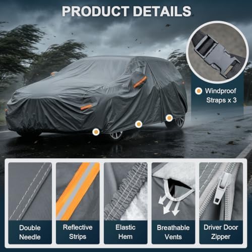 GUNHYI 16 Layers Hatchback Car Cover Waterproof All Weather Heavy Duty - Image 3