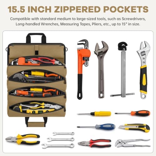 ANILD 15.5 Inch Extra Long Tool Bag Roll Up, Roll Up Tool Bag Organizer - Image 3