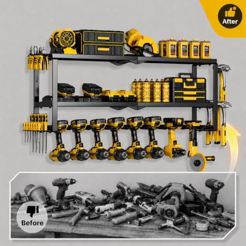 Large Power Tool Organizer Wall Mount,3-Tier 8 Slot,Extra Tall,Black - Image 4