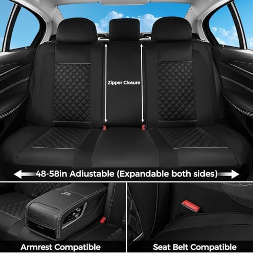 FLORICH Seat Covers, Front Seat Covers 2 PCs, Automotive Seat Cover for Cars, Luxury Leather Universal Seat Cover Accessories Fit for Most Cars SUV Truck Sedans(Black) - Image 2