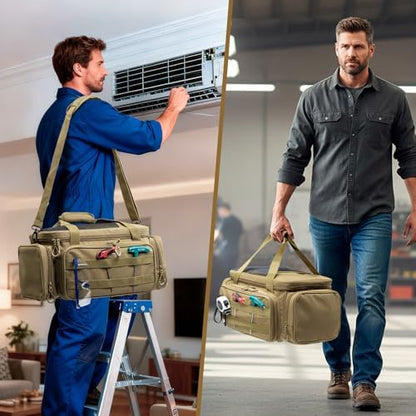 Heavy Duty Tool Bag Organizer with Strong Magnets & Detachable Pouches, Tactical Tool Tote for Men, Multiple Pockets, Anti-Friction Bottom Utility Tool's Bag for Electrician,Mechanic - Image 6