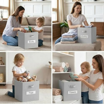 Storage Bins,13" Cube Storage Bin with Labels,10pcs,Light Grey - Image 6