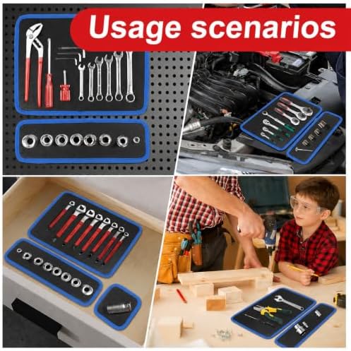 Magnetic Tool Mat Set, Heavy-Duty Magnetic Parts Holder with 4 Sizes Non-Slip Trays, Suitable for Auto Repair and Workshop Organization, Mens Gifts for Mechanics, Car & DIY Enthusiasts (Blue) - Image 4