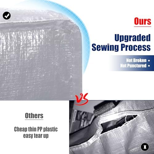 Cosy Family 4 Pack Heavy Duty Extra Large Moving Bags with Backpack Straps - Strong Handles & Zippers, Storage Totes For Space Saving, Fold Flat, Alternative to Moving Box (X-Large-Set of 4, Silver) - Image 3