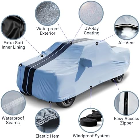 iCarCover Truck Car Cover All Weather for 2008-2014 Titan Crew Cab, 7.3 ft - Image 4