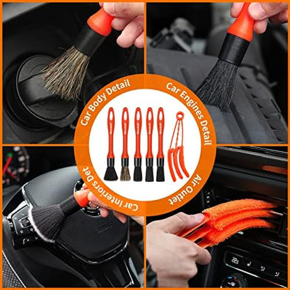 62'' Car Wash Brush with Long Handle, Complete Car Wash Kit, Scratch-Free Car Cleaning Brush Mop Kit with Clay Bar, Wash Mitt, Window Squeegee, Wheel Brush, Storage Bag for Car Truck RV - Image 6