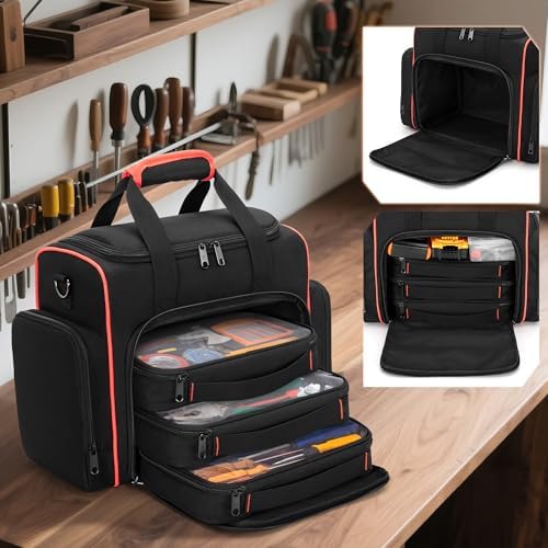 Marscamd Tool Bag with 3 Removable Cases, 2 Layers Tool Tote for Hand Tools - Image 2