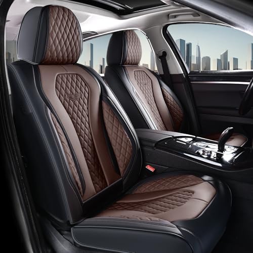 Coverado Car Seat Covers, Seat Covers Full Set, Coffee Car Seat Cover, Auto Seat Covers Front Seats Rear Seat Cover, Luxury Car Seat Cushion,Leather Seat Cover Seat Protector Universal Fit Most Cars - Image 2