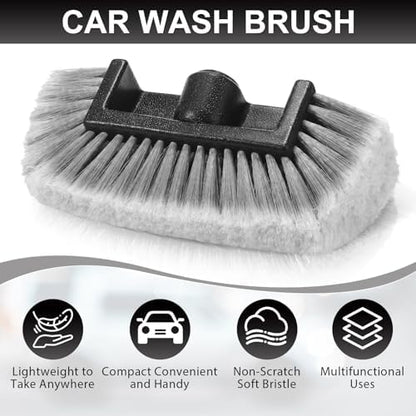 Vesici 4 Pcs Car Wash Brush Head with Soft Detailing Bristle Flow Thru Car Cleaning Brush Exterior Cars Wash Equipment for Auto Truck RV Boat Camper Washing, 10 Inch (Grey) - Image 4