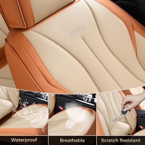 FLORICH Front Car Seat Covers, Leather Seat Covers for Cars, Waterproof Car Seat Protectors 2 Pack, Front Seat Covers for Cars, Automotive Seat Covers Protector Fit for Most Sedans SUV Pick-up Truck - Image 6
