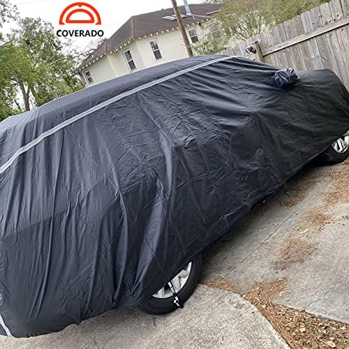 Car Cover Waterproof All Weather SUV - Coverado Black Car Cover Hail Protection with Zipper Door, Cotton Backing Snowproof UV Protection Windproof, Universal Fit for SUV (191"-205") - Image 5