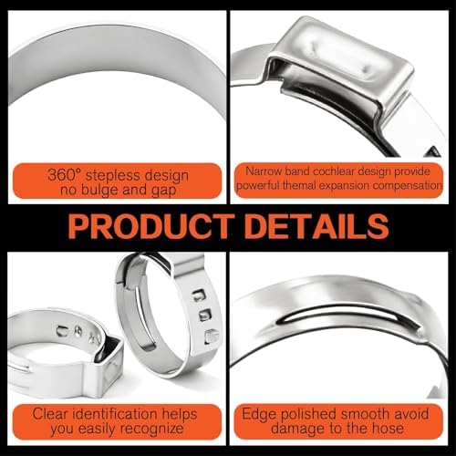 560PCS 304 Stainless Steel Single Ear Stepless Hose Clamps Assortment Kit - Image 3