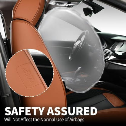 FLORICH Waterproof Car Seat Covers Full Set, Automotive Seat Covers, Brown Car Seat Covers, Luxury Seat Protector Universal fit for Most Cars SUVs and Trucks - Brown&Black - Image 3