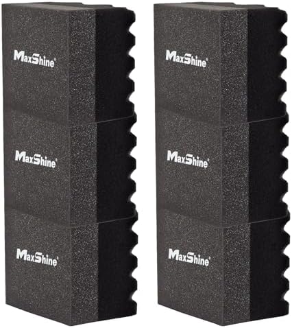 Maxshine Hydro-Tech Tire Foam Applicator Pad Waxing Sponge for Car Detailing, Black & Red (6 Pack) by Maxshine