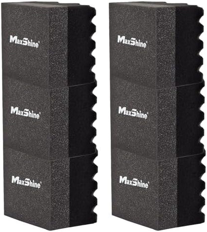 Maxshine Hydro-Tech Tire Foam Applicator Pad Waxing Sponge for Car Detailing, Black & Red (6 Pack) by Maxshine